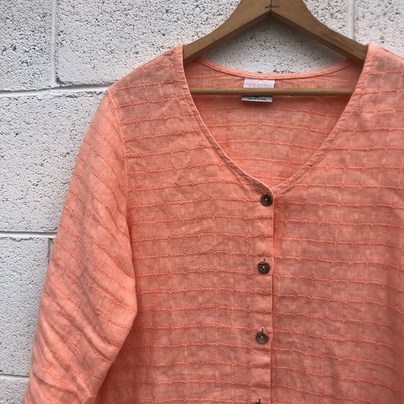 Linen Peach Button Down - Picture 2 of 6